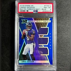 2018 panini xr triple memorabilia patch jersey /75 ssp Lamar jackson psa 8 mvp r